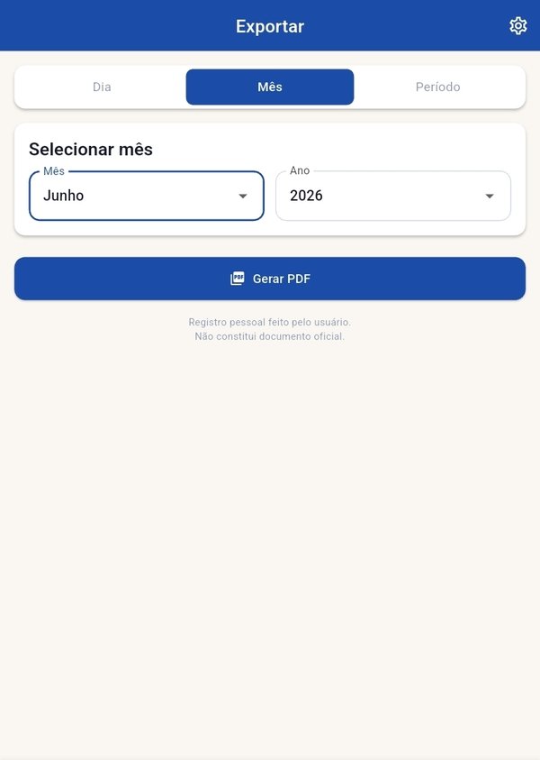 Tela de exportar PDF no Lumo Ponto