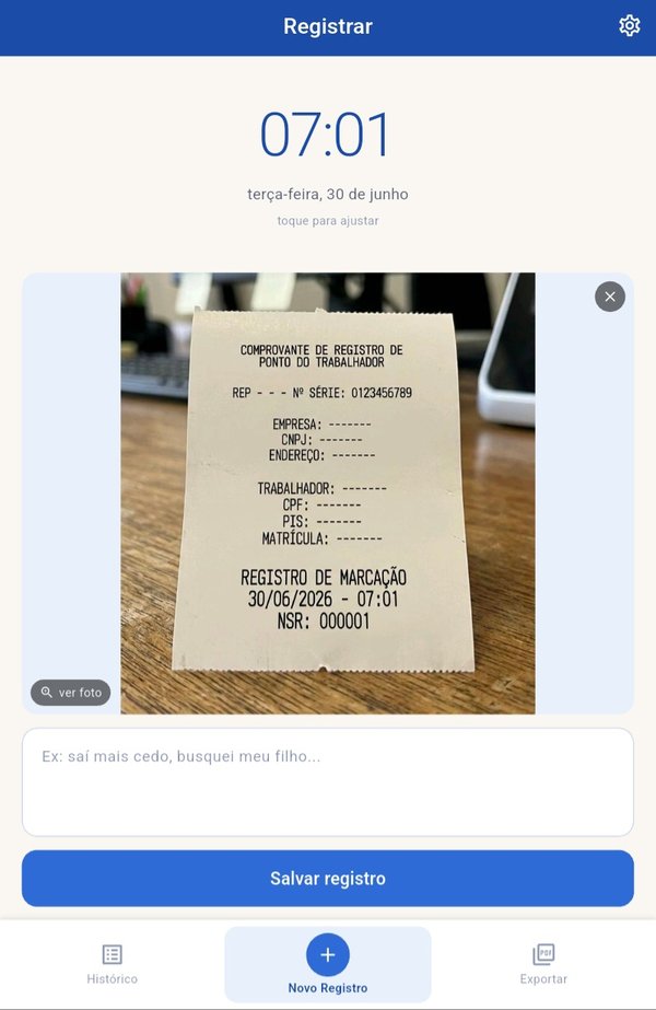Tela de registrar ponto no Lumo Ponto